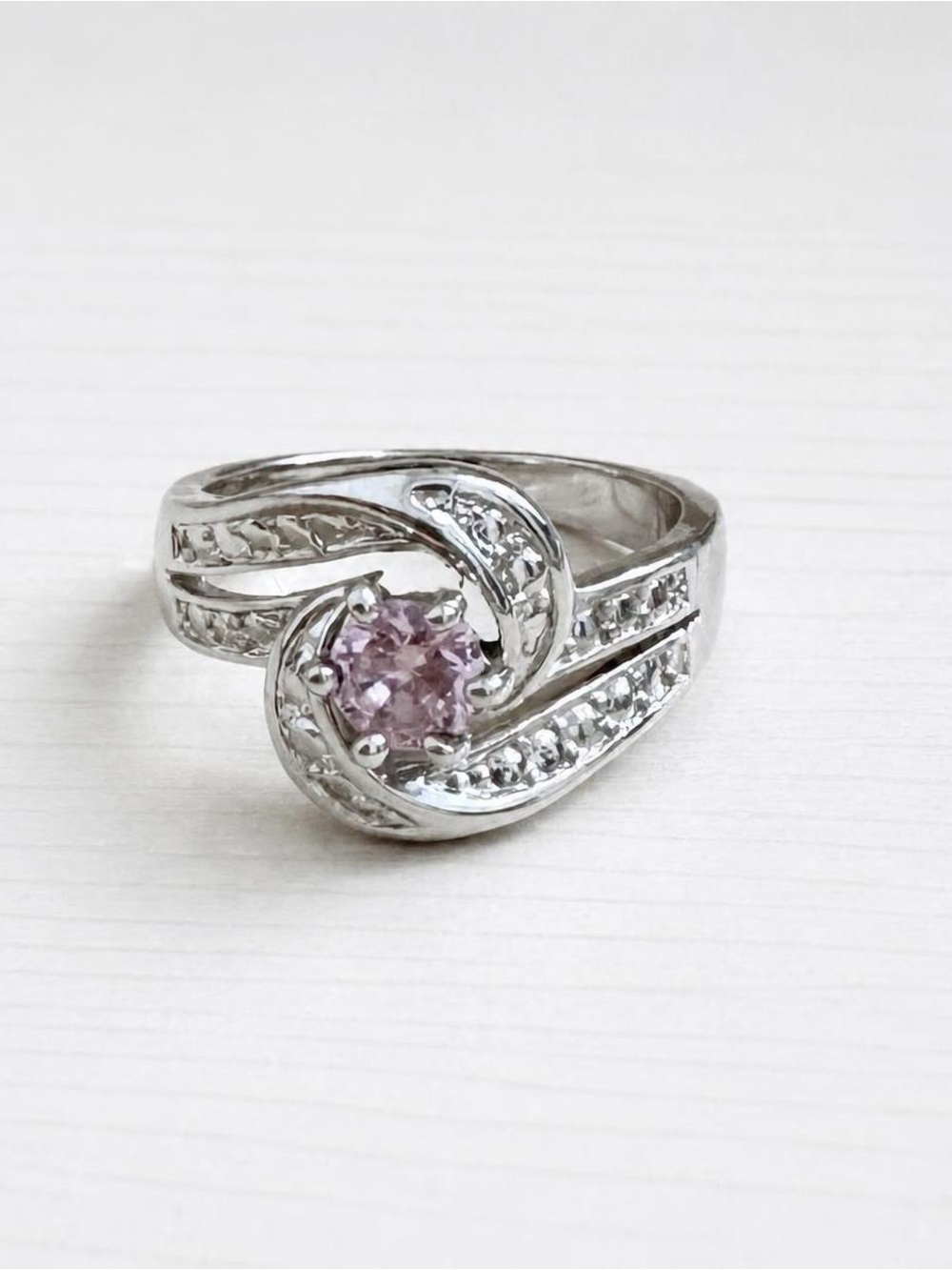 Sterling Silver Pink Stone Halo Ring - Women's Jewelry